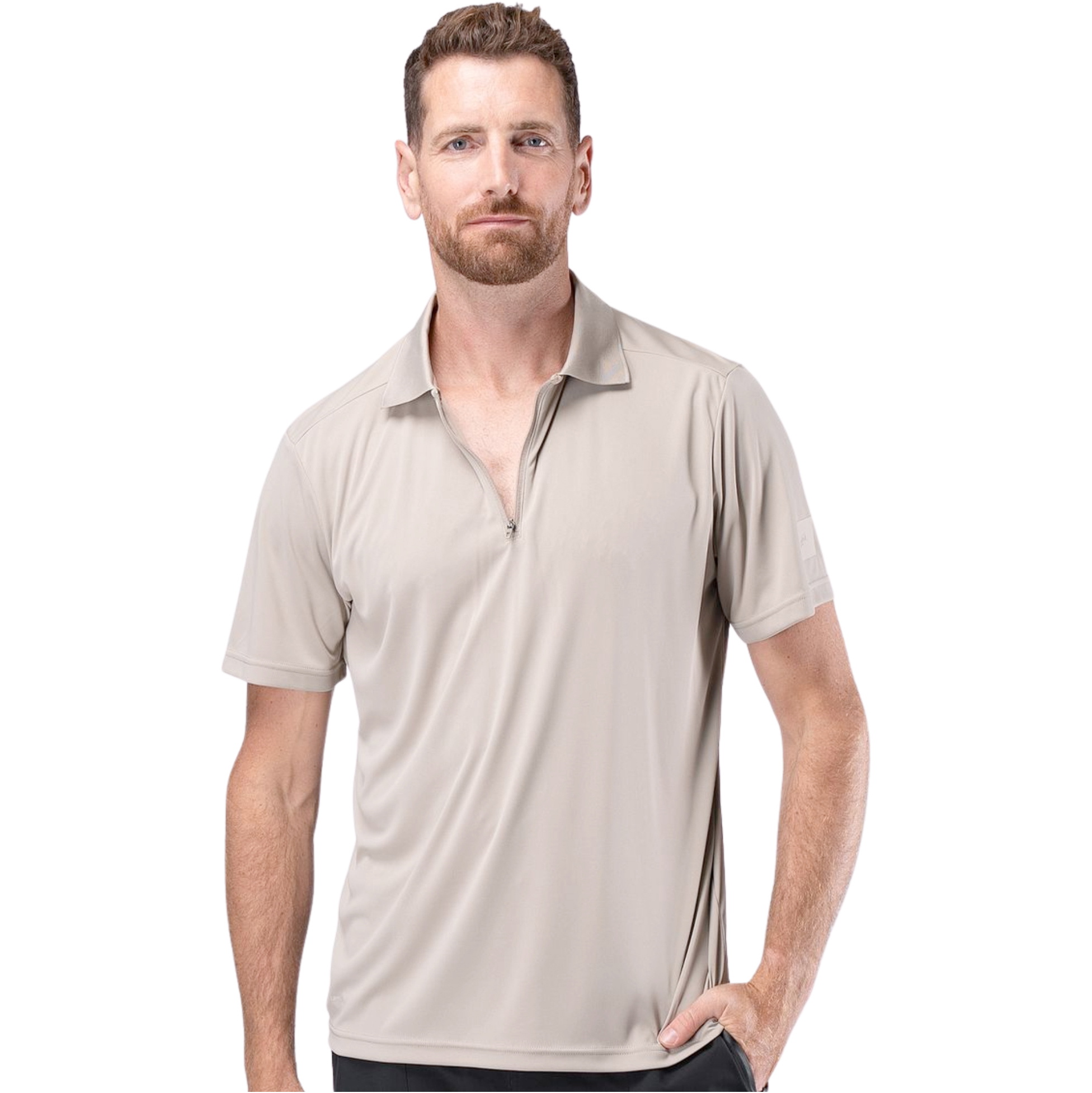 2026 Zhik M&auml;nner UVactive Kurzarm-Poloshirt ATP-0086-M - Stone
